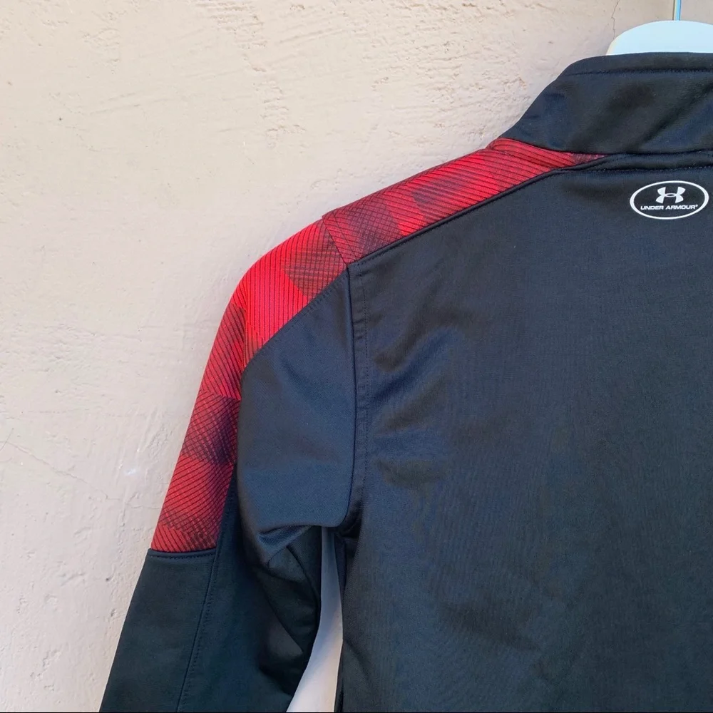Under Armour youth 5 full zip track jacket color block spell out gym sports
